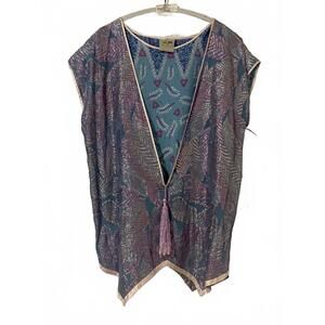 Vintage 80s Metallic Tassle Double Layer Tunic